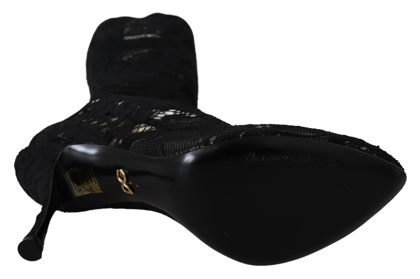 Dolce & Gabbana Black Taormina Lace Socks Boots Shoes Pumps