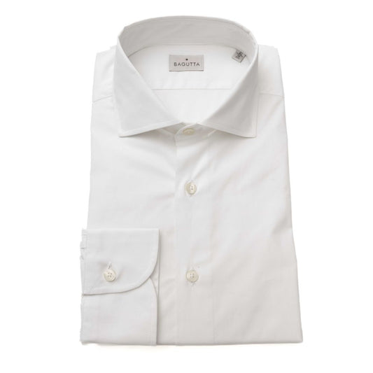 Bagutta White Cotton Men's Shirt Slim Fit With French Collar