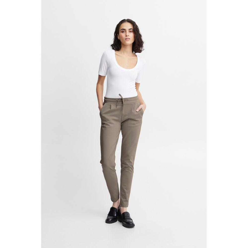 ICHI Beige Polyester Pant