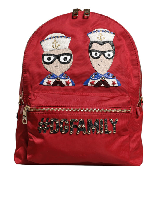 Dolce & Gabbana Red #DGFAMILY VULCANO Embellishment Backpack Bag