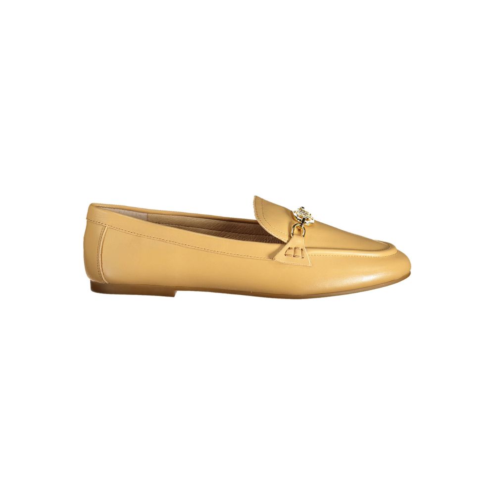 Ralph Lauren Beige Leather Women Flat Shoe