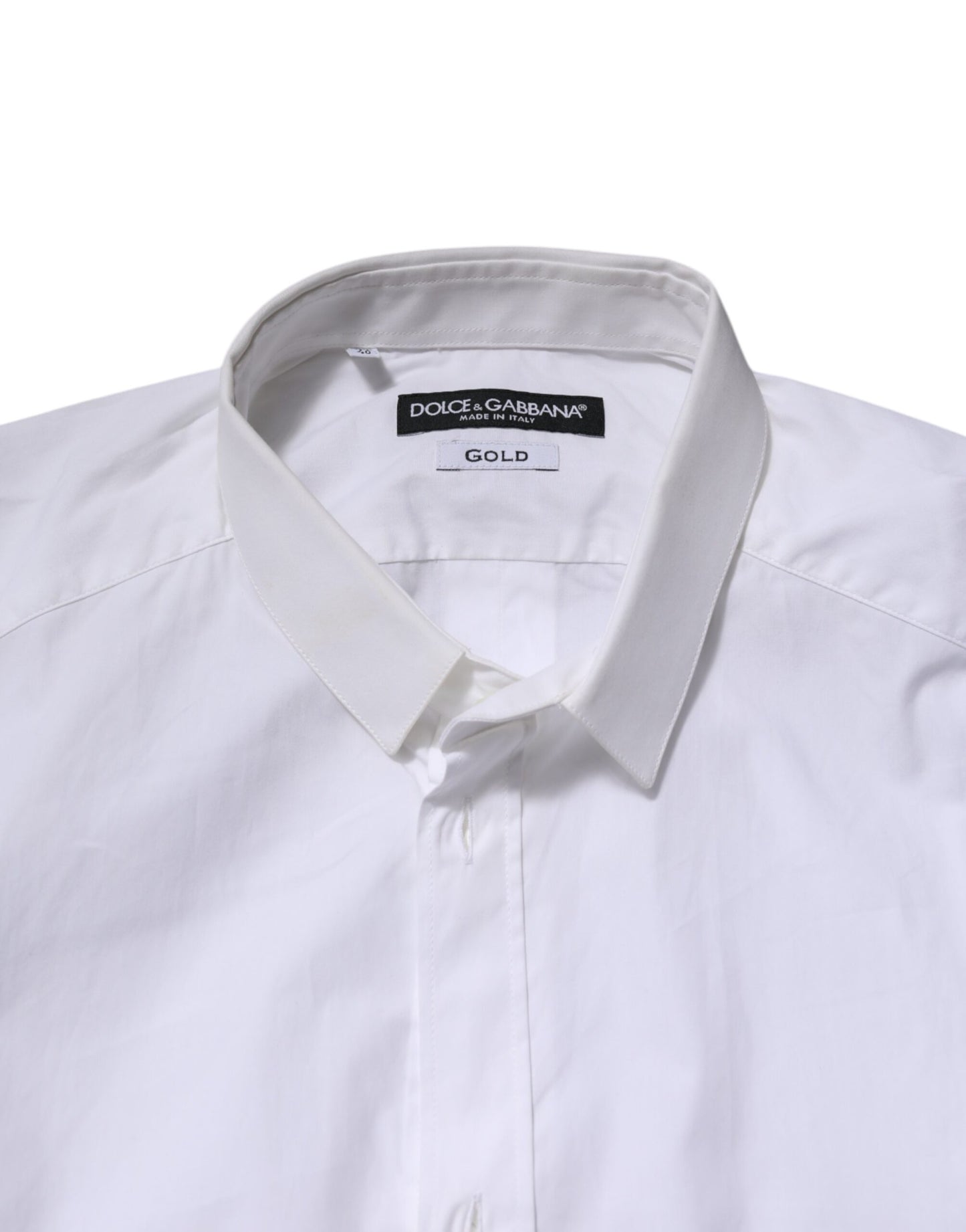 Dolce & Gabbana White GOLD Cotton Long Sleeves Men Formal Shirt