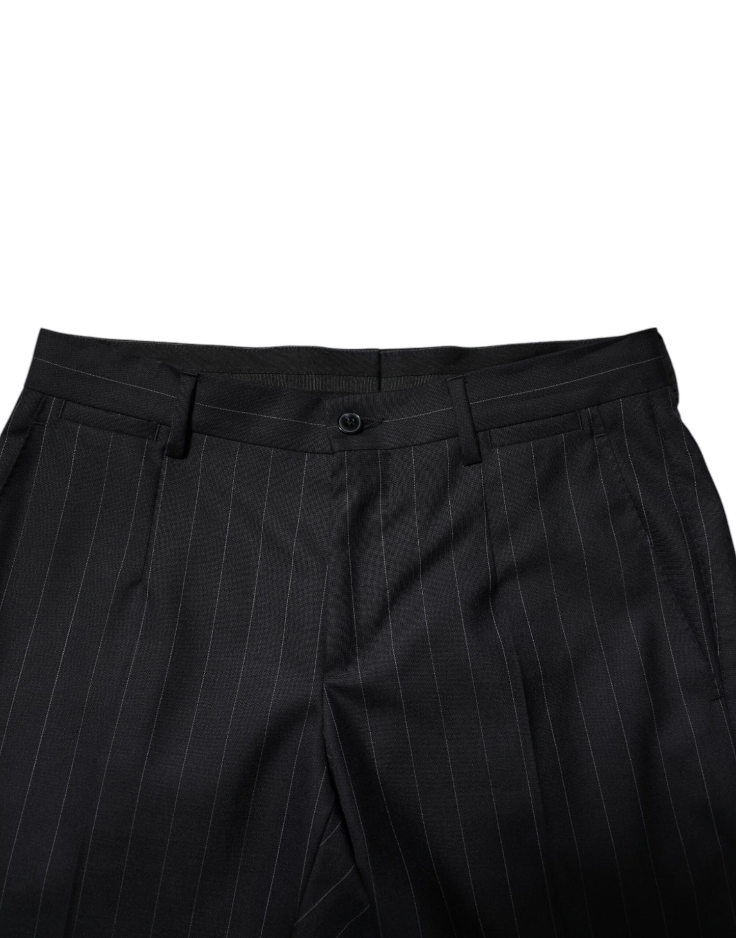 Dolce & Gabbana Black Wool Striped Formal Pants