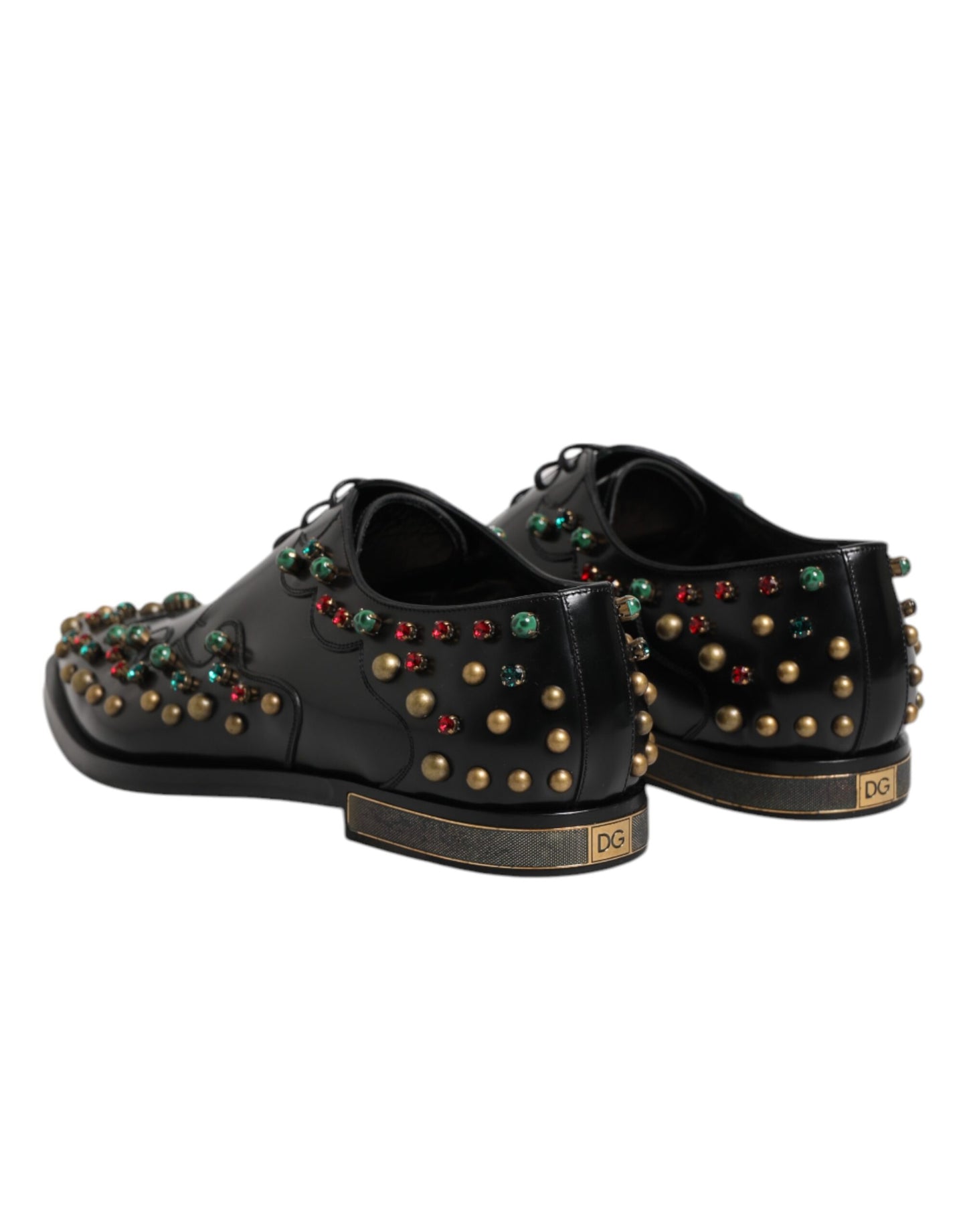 Dolce & Gabbana Black Leather Derby Dress Studded Shoes