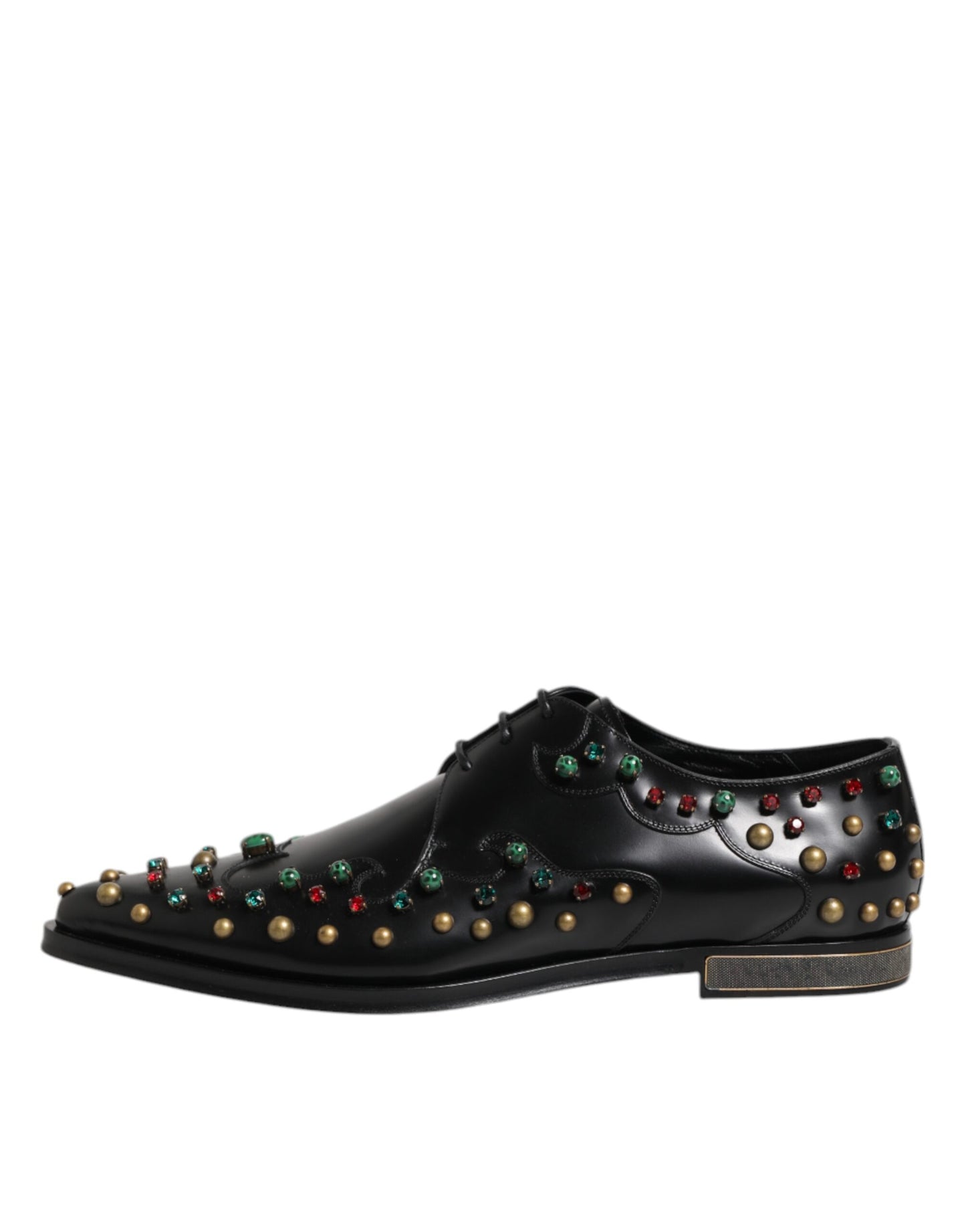 Dolce & Gabbana Black Leather Derby Dress Studded Shoes