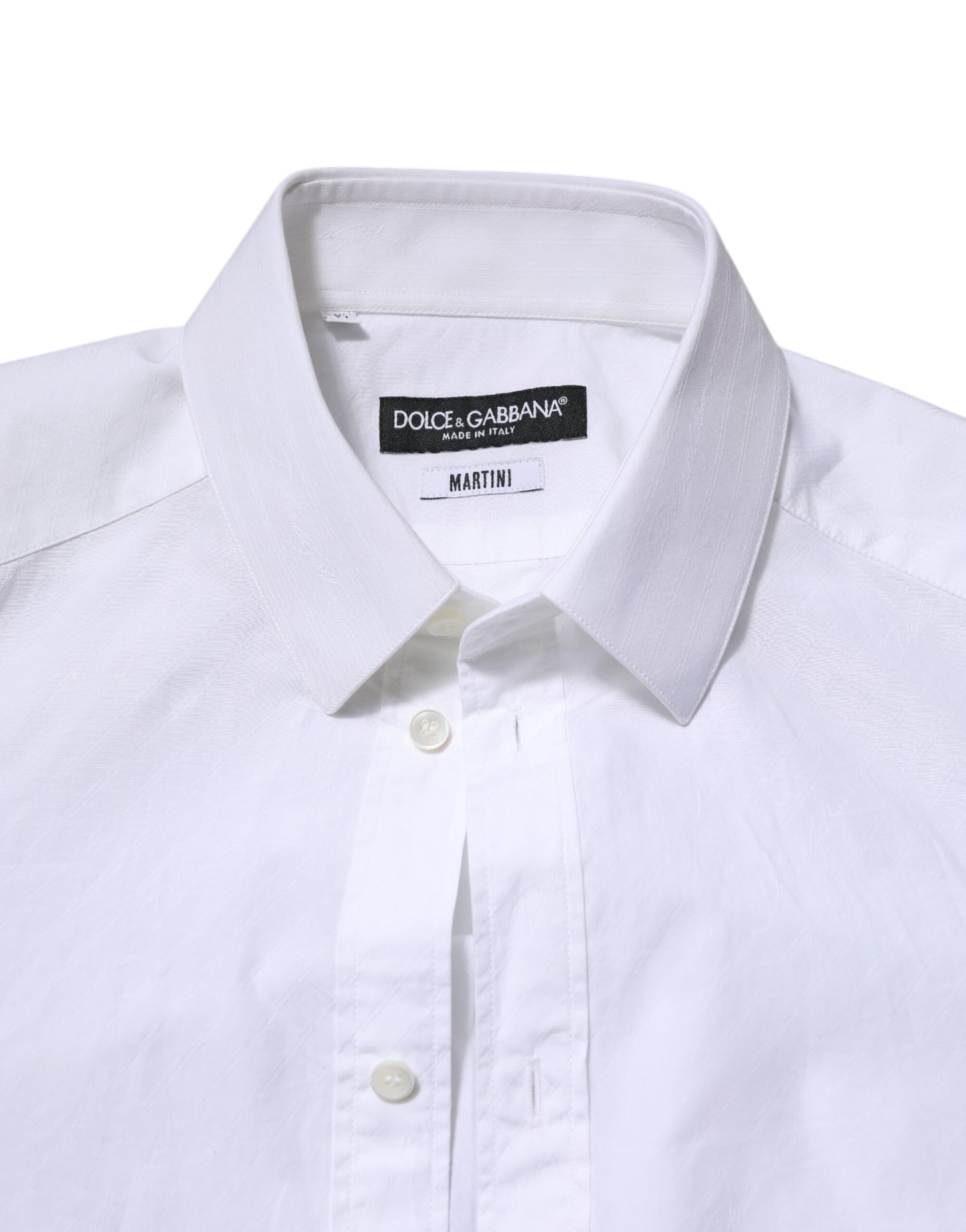 Dolce & Gabbana White Cotton MARTINI Long Sleeve Dress Shirt