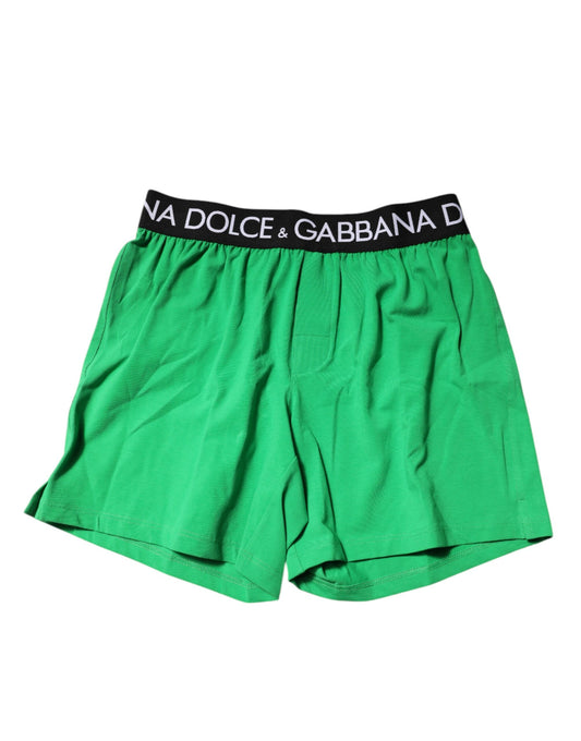 Dolce & Gabbana Green Cotton Regular Boxer Shorts Underwear