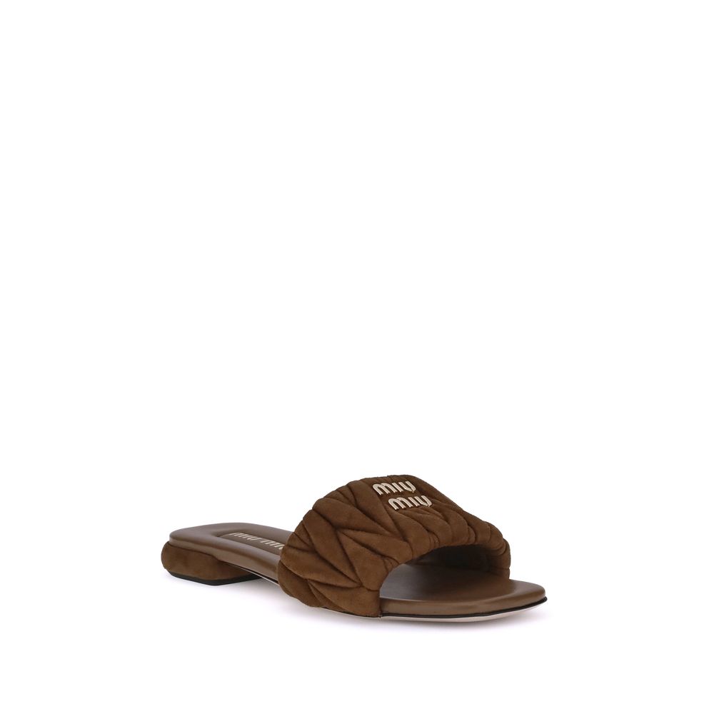 Miu Miu Black Lamb Ovis Aries Aries Flat Sandals