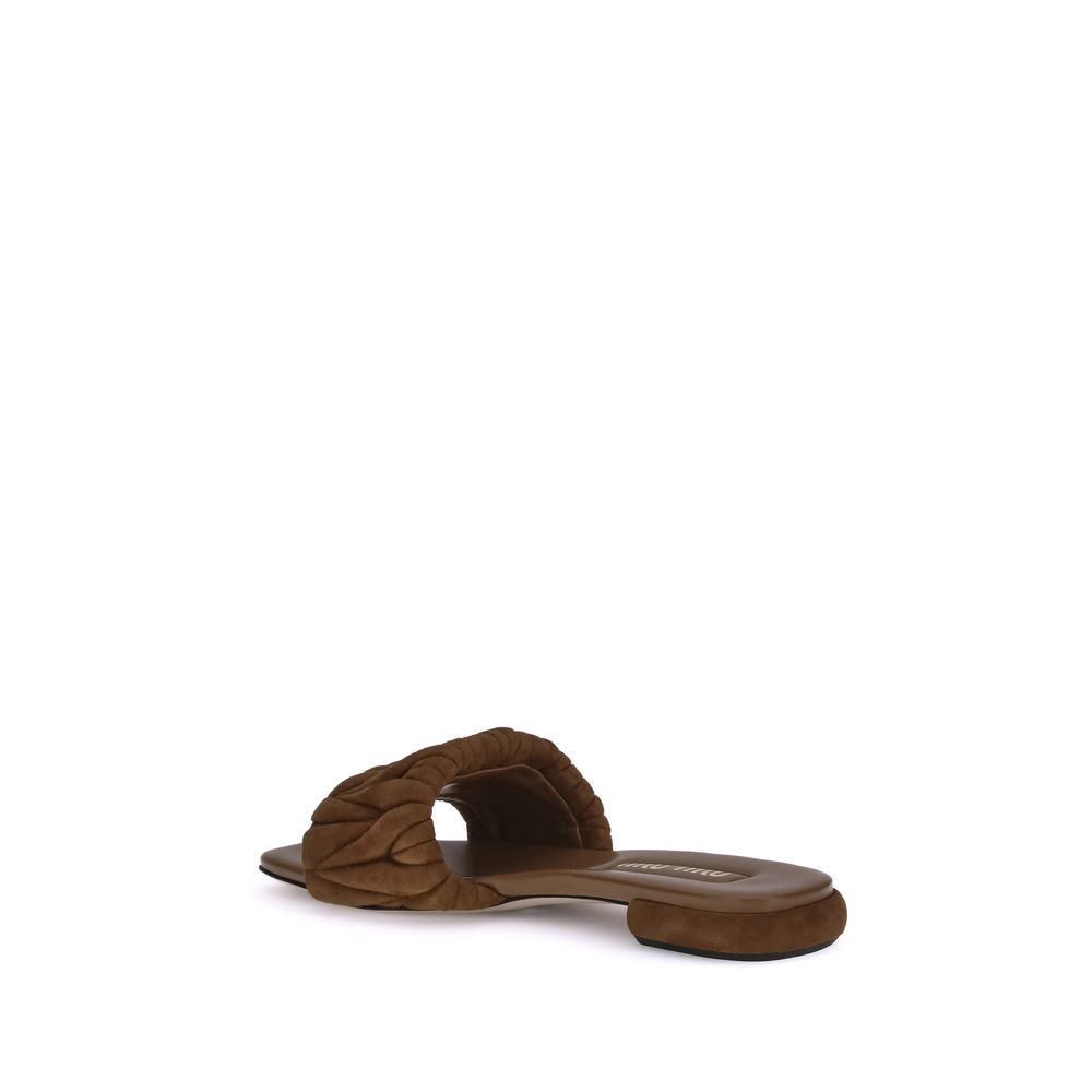 Miu Miu Black Lamb Ovis Aries Aries Flat Sandals