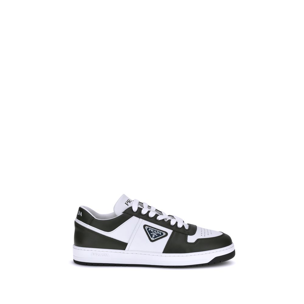 Prada Black Calf Leather Bos Taurus Low Top Sneakers