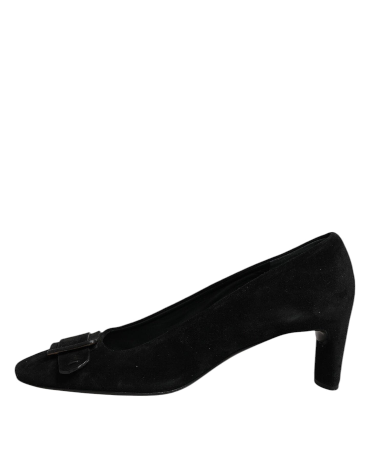 DEL CARLO Black Suede Leather Slip On High Heels Pump Shoes
