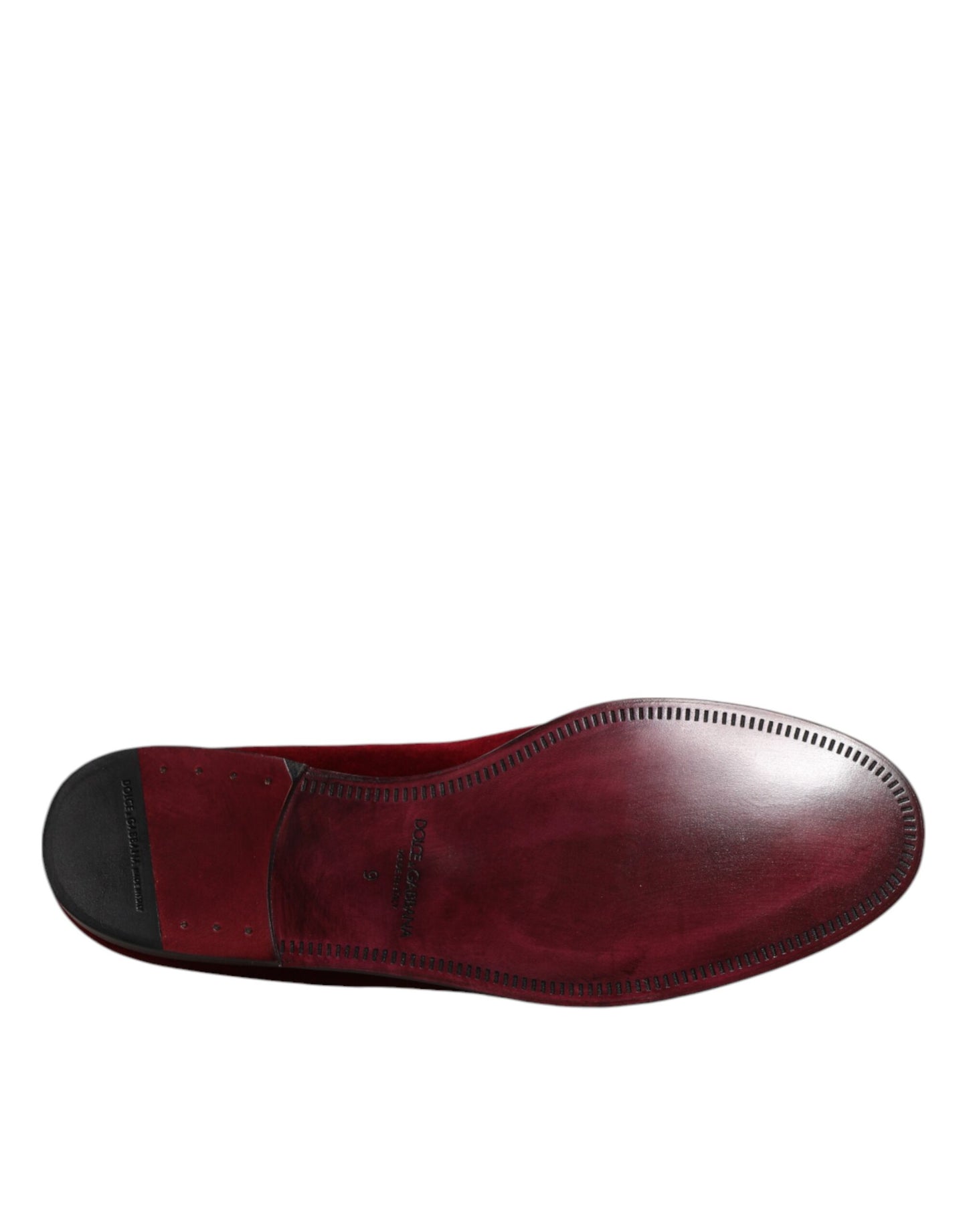 Dolce & Gabbana Red Cotton Velvet Slip On Loafers Formal Shoes