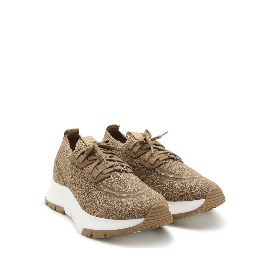 Gianvito Rossi Brown Fabric Athletic Sneakers