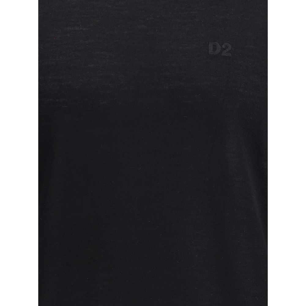 Dsquared² Black Fleece Wool Turtleneck
