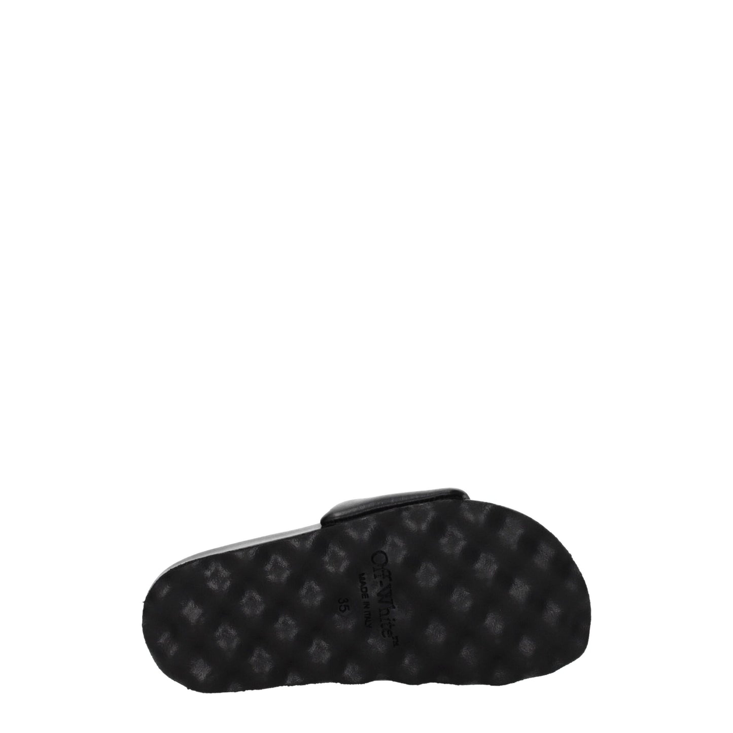 Off-White Black Leather Slippers