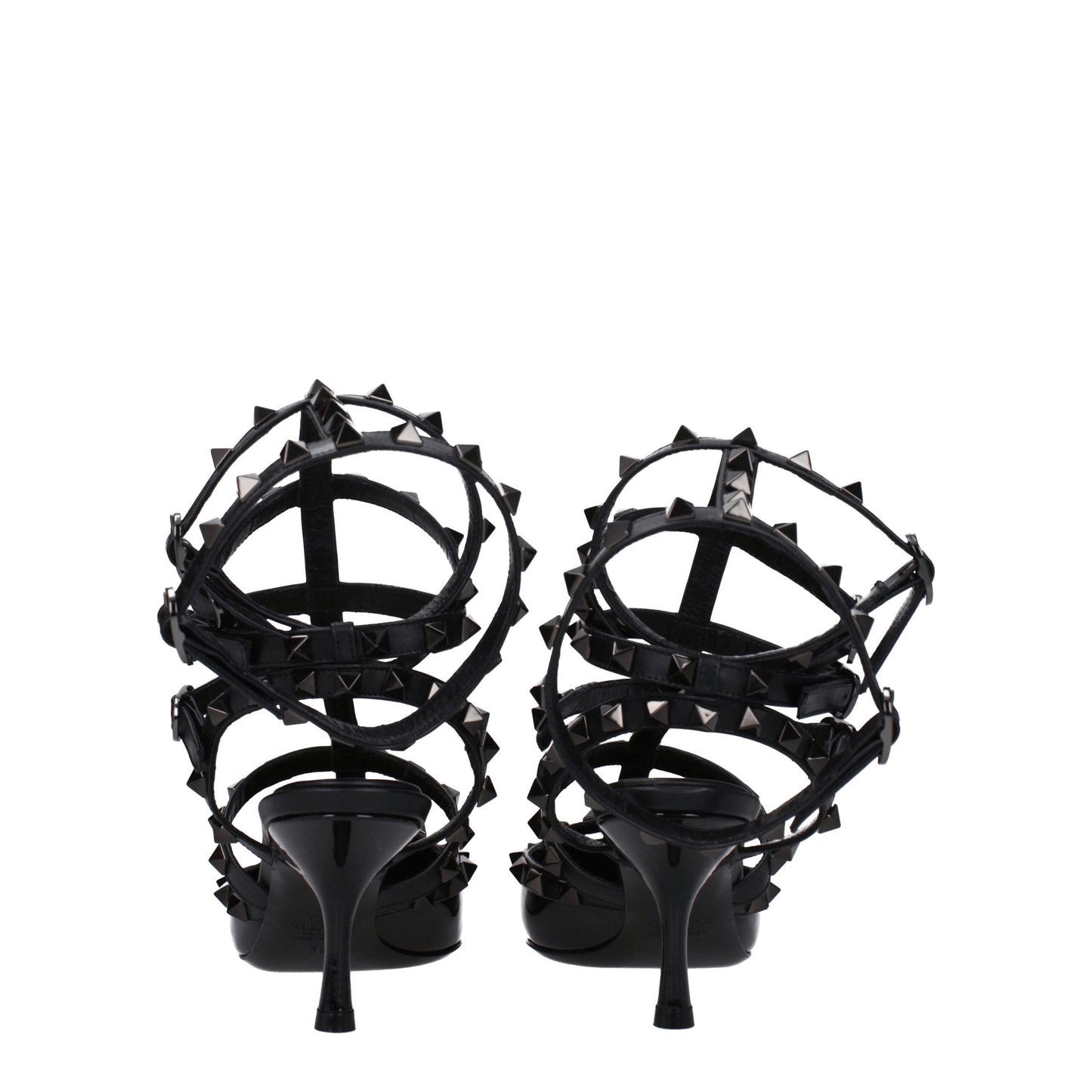 Valentino Garavani Black Leather Stiletto Heel Sandals