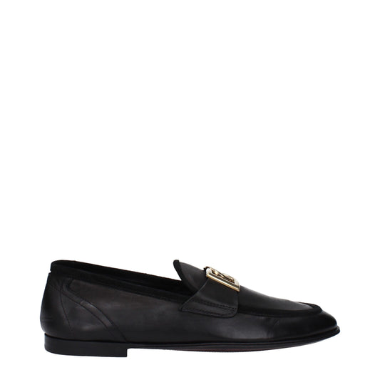 Dolce & Gabbana Black Leather Slip-On Loafers