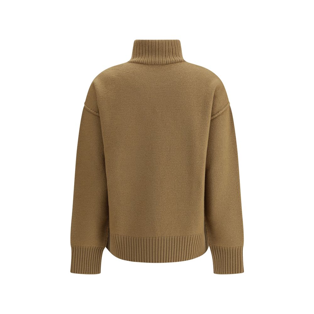 Ami Paris Brown Fleece Wool Turtleneck