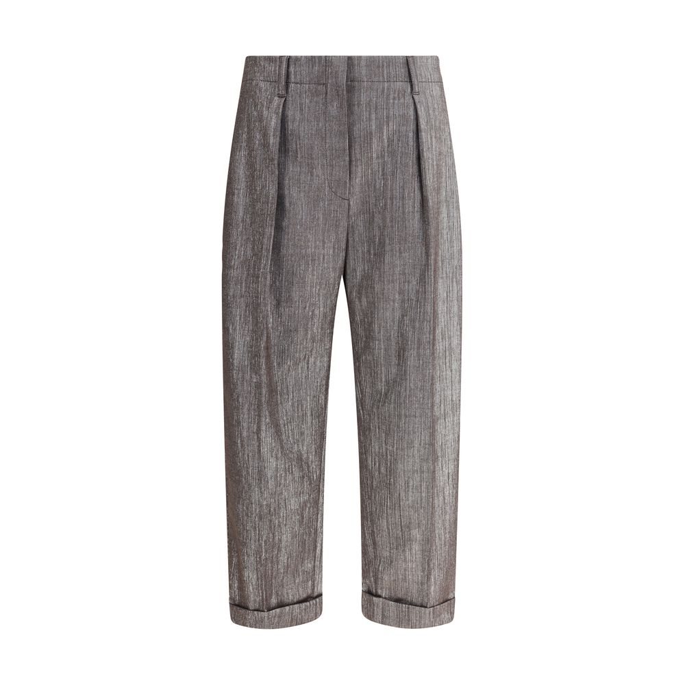 Brunello Cucinelli Brown Polyester Casual Pants
