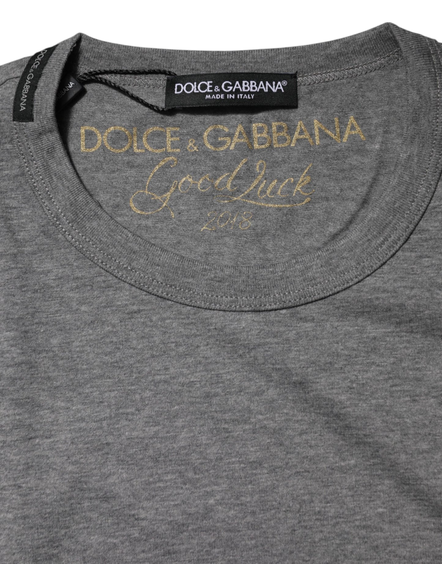 Dolce & Gabbana Gray Cotton Crew Neck Short Sleeves T-shirt
