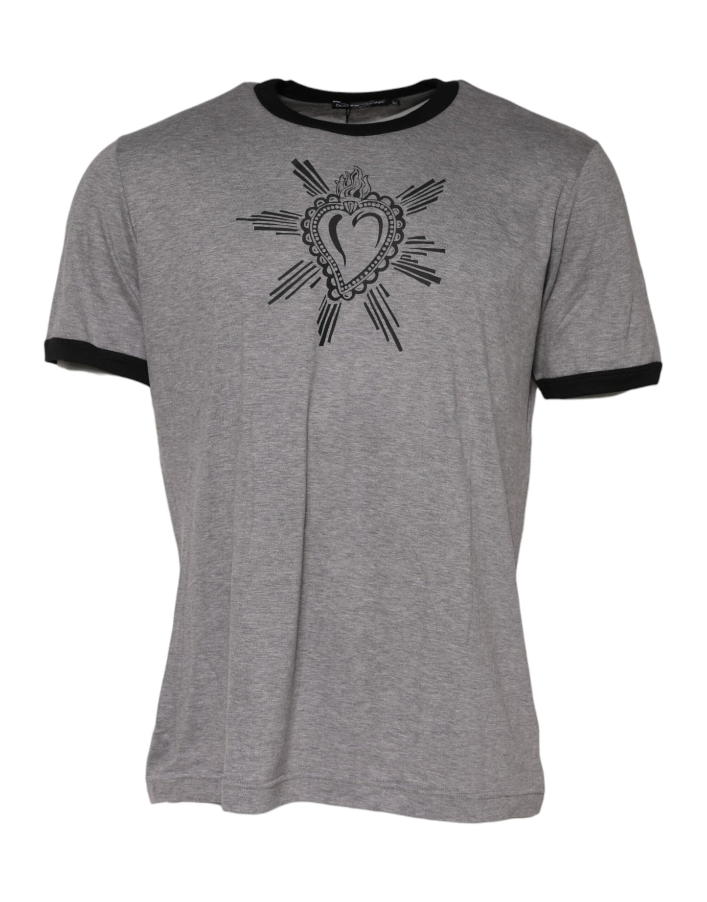 Dolce & Gabbana Gray Sacred Heart Cotton Crew Neck T-shirt