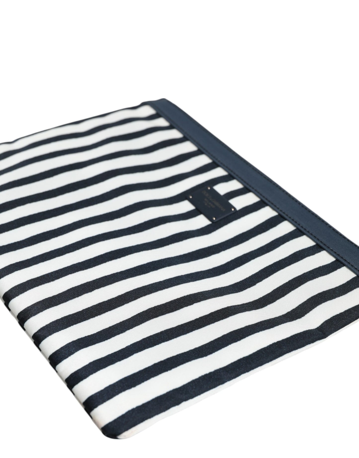 Dolce & Gabbana Black White Striped Logo Plaque Clutch Borse Pouch Bag