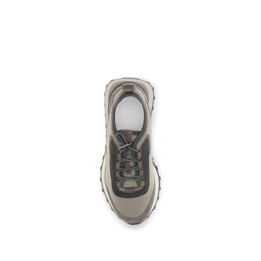 Brunello Cucinelli Brown Leather Athletic Sneakers
