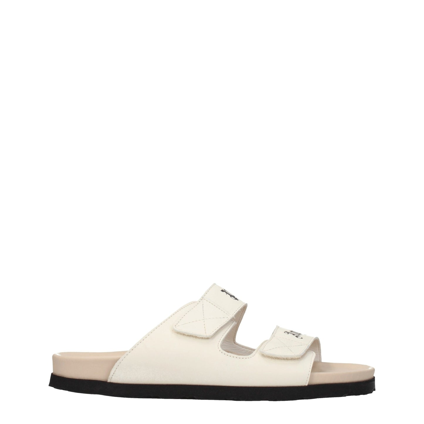 Palm Angels Beige Leather Slippers