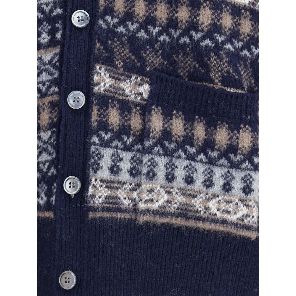 Thom Browne Blue Wool Cardigan