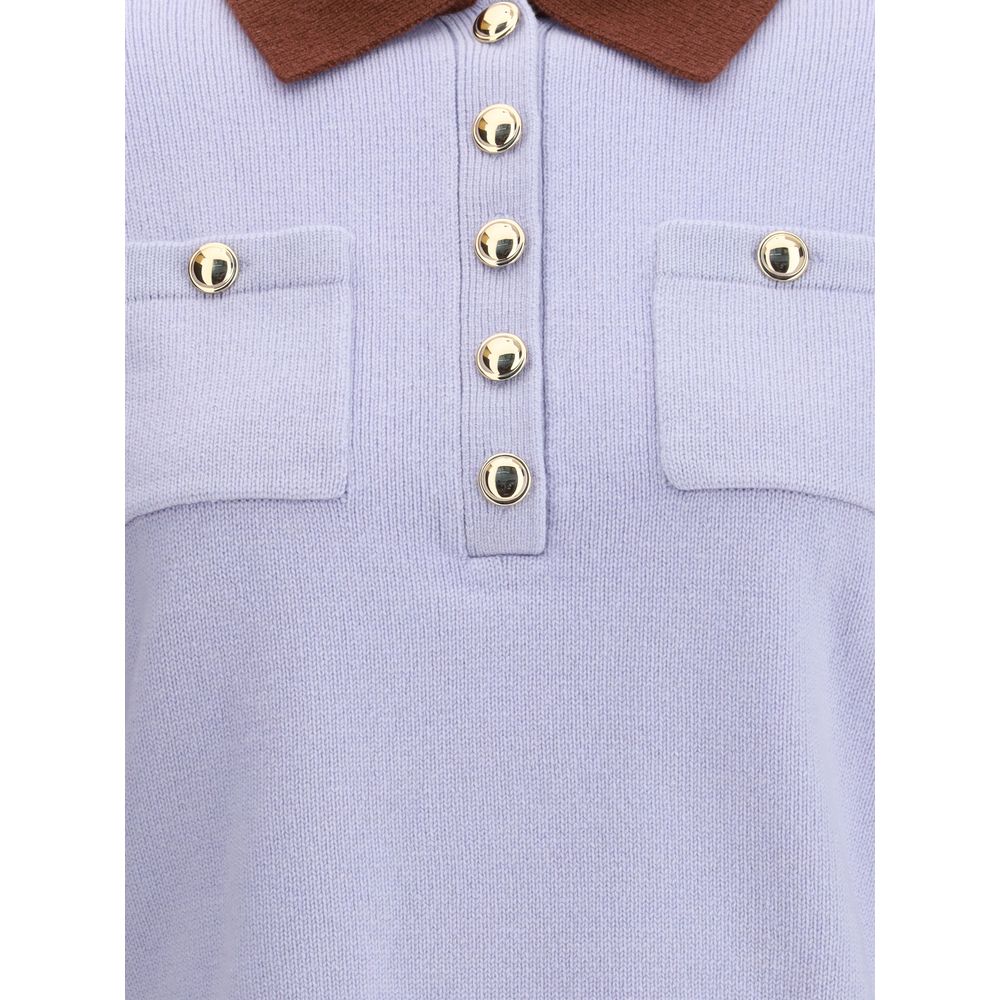 Self-Portrait Light Blue Wool Sweatshirt