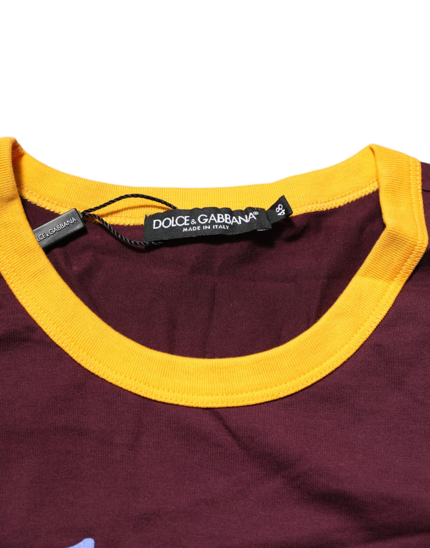 Dolce & Gabbana Burgundy Cotton DG Super King Logo T-Shirt