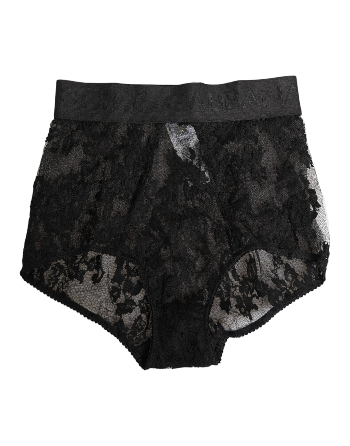 Dolce & Gabbana High Waist Briefs Black Floral Lace Underwear