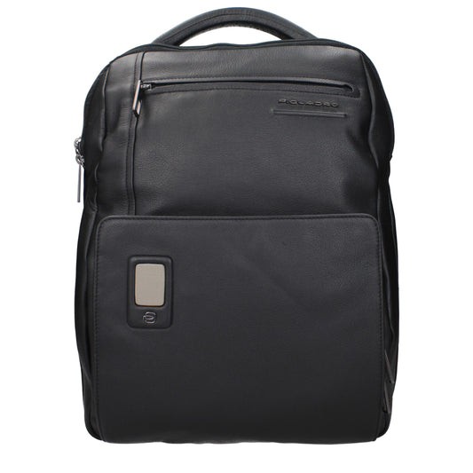 Piquadro Black Leather Backpack