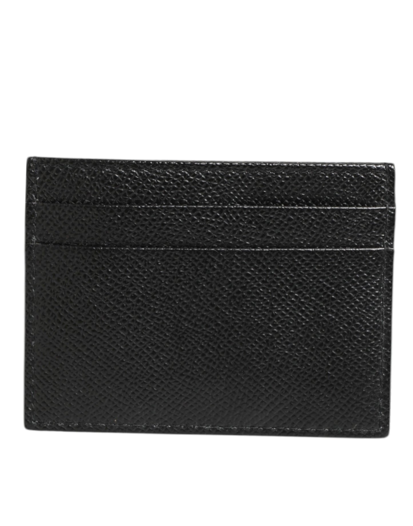 Dolce & Gabbana Black Leather Crystal DG Logo Embellished Card Holder Wallet