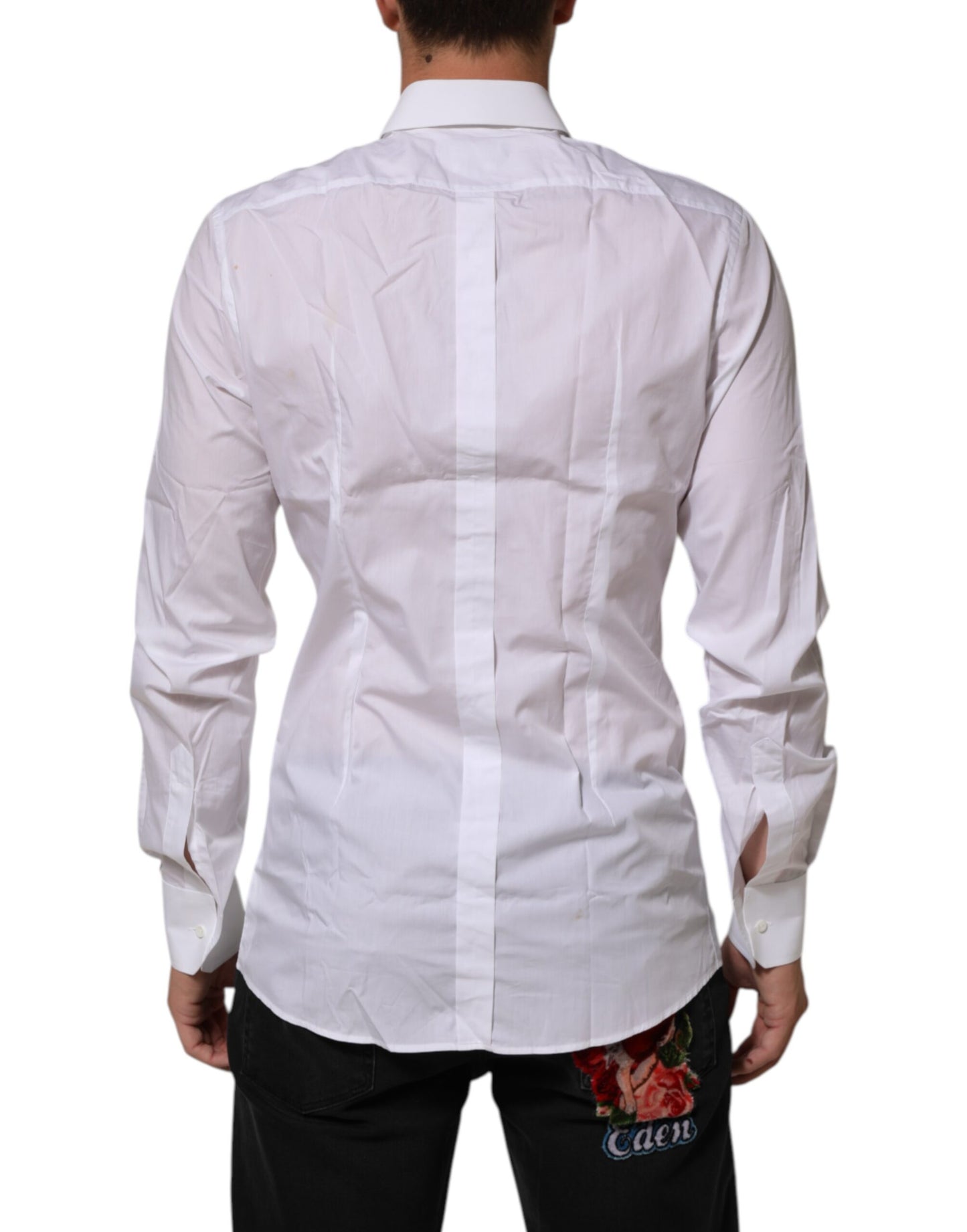 Dolce & Gabbana White Crown Collared GOLD Formal Dress Shirt