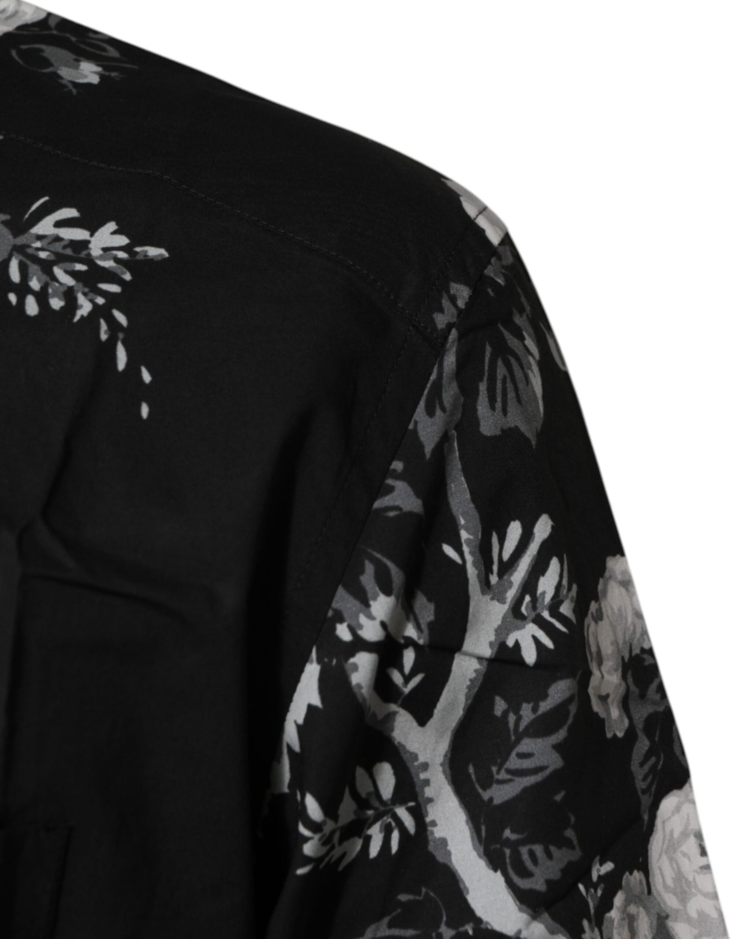 Dolce & Gabbana Black Floral Collared GOLD Casual Polo Shirt