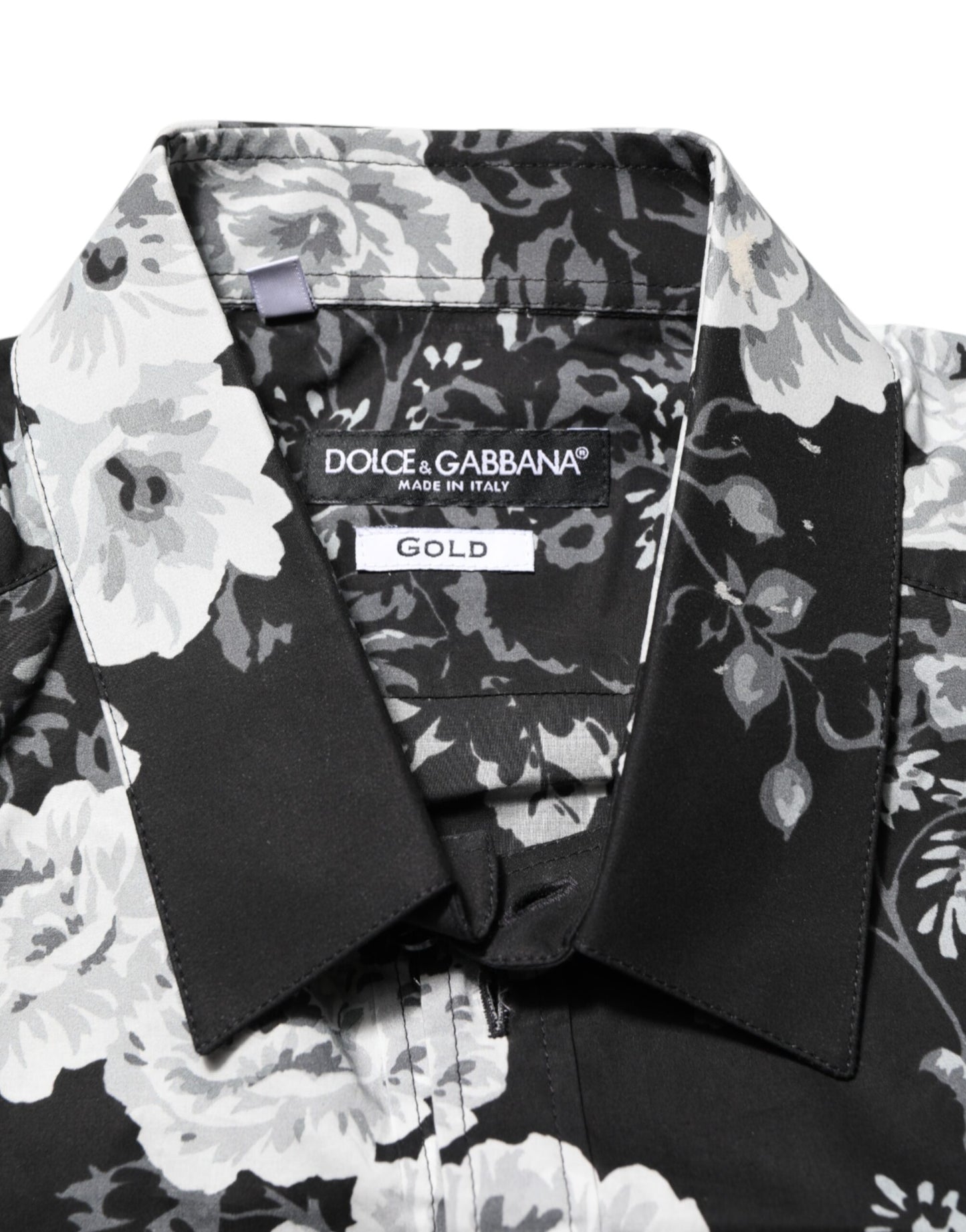 Dolce & Gabbana Black Floral Collared GOLD Casual Polo Shirt
