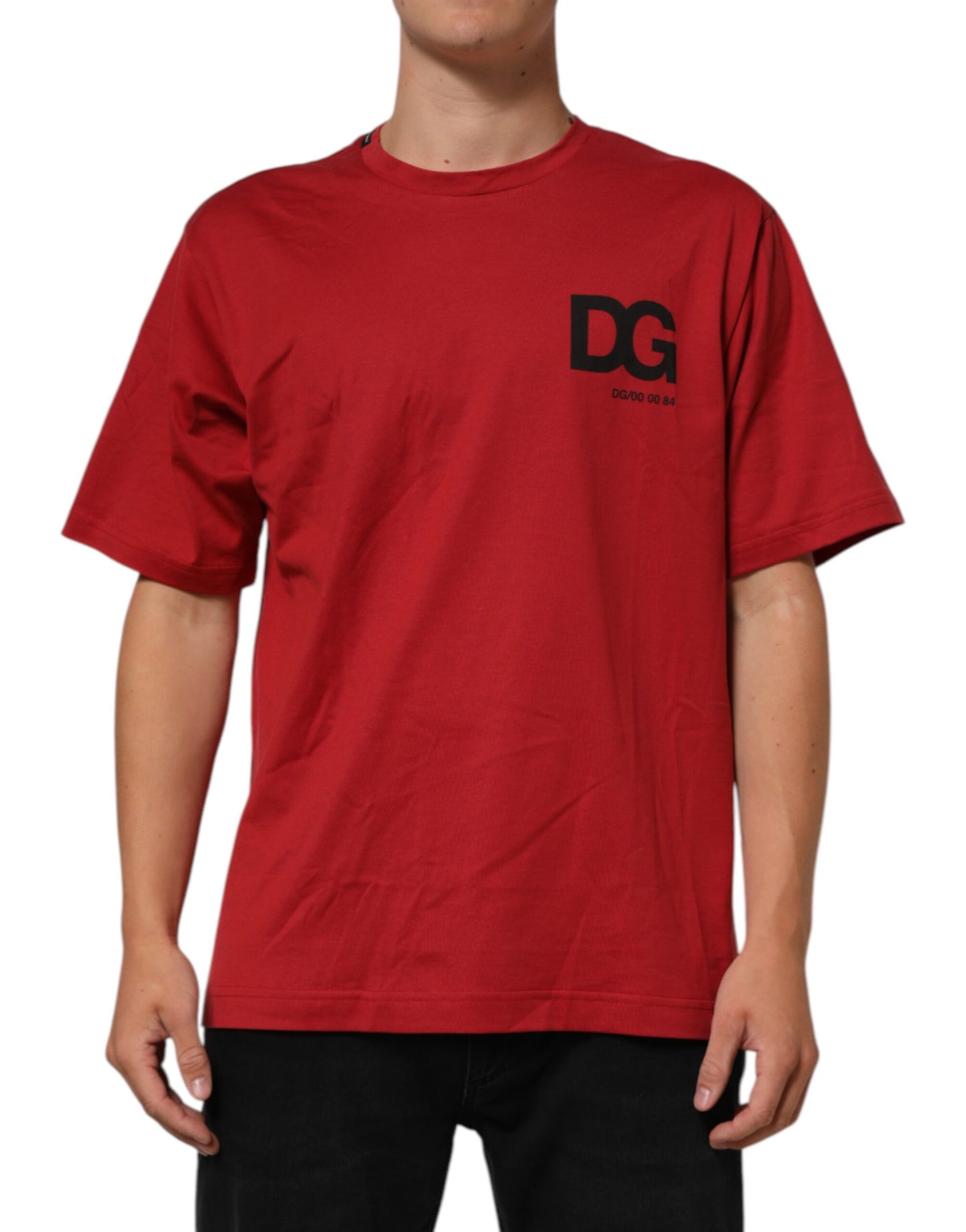 Dolce & Gabbana Red Logo Print Cotton Short Sleeve T-shirt