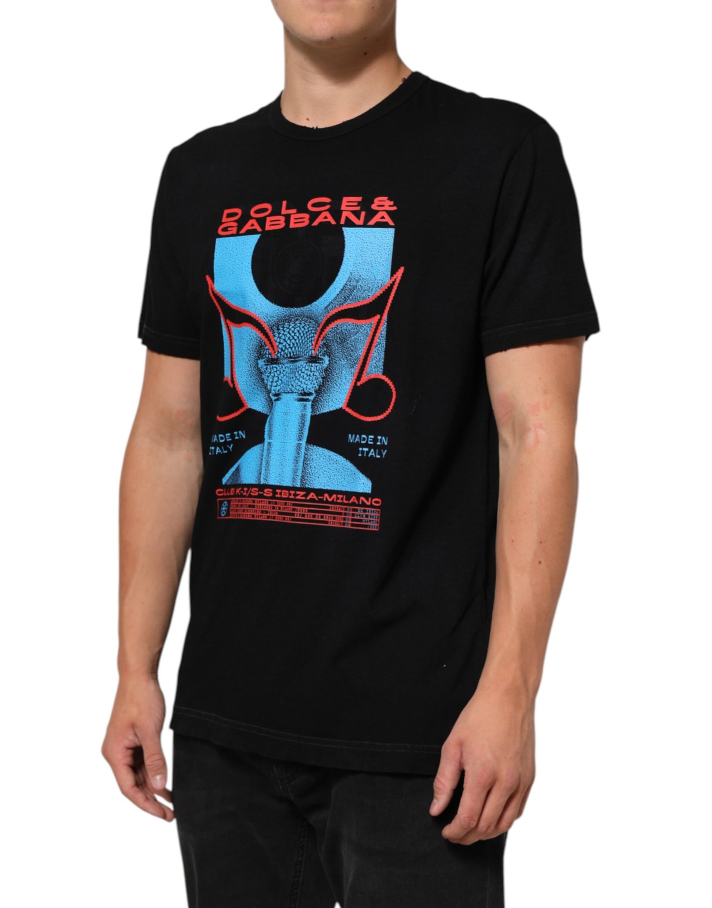 Dolce & Gabbana Black Musical Print Cotton Crew Neck T-shirt