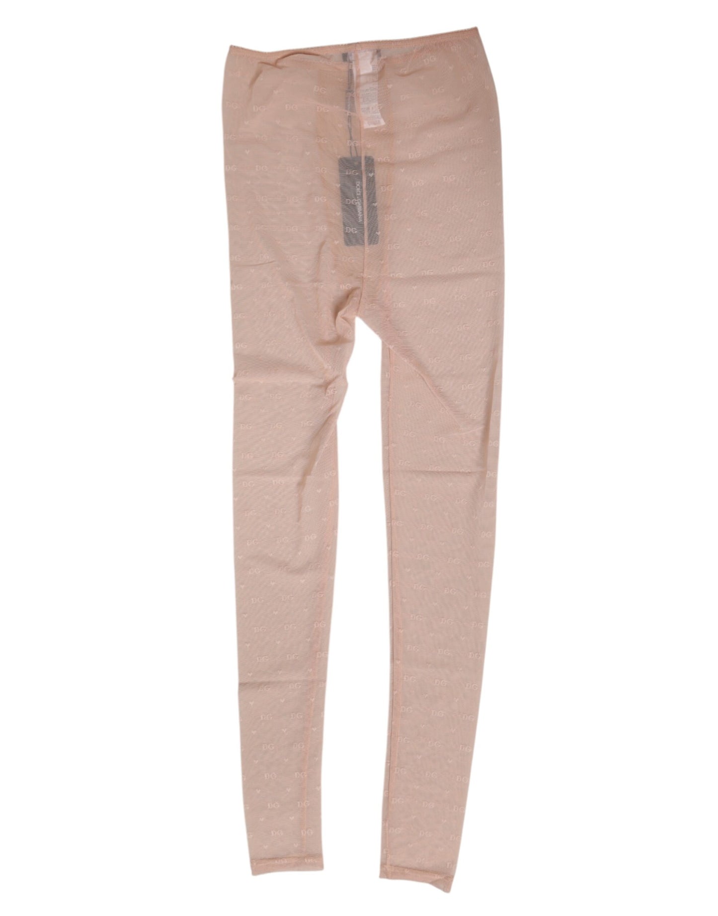 Dolce & Gabbana Beige Nylon Logo Lace Leggings Pants Underwear