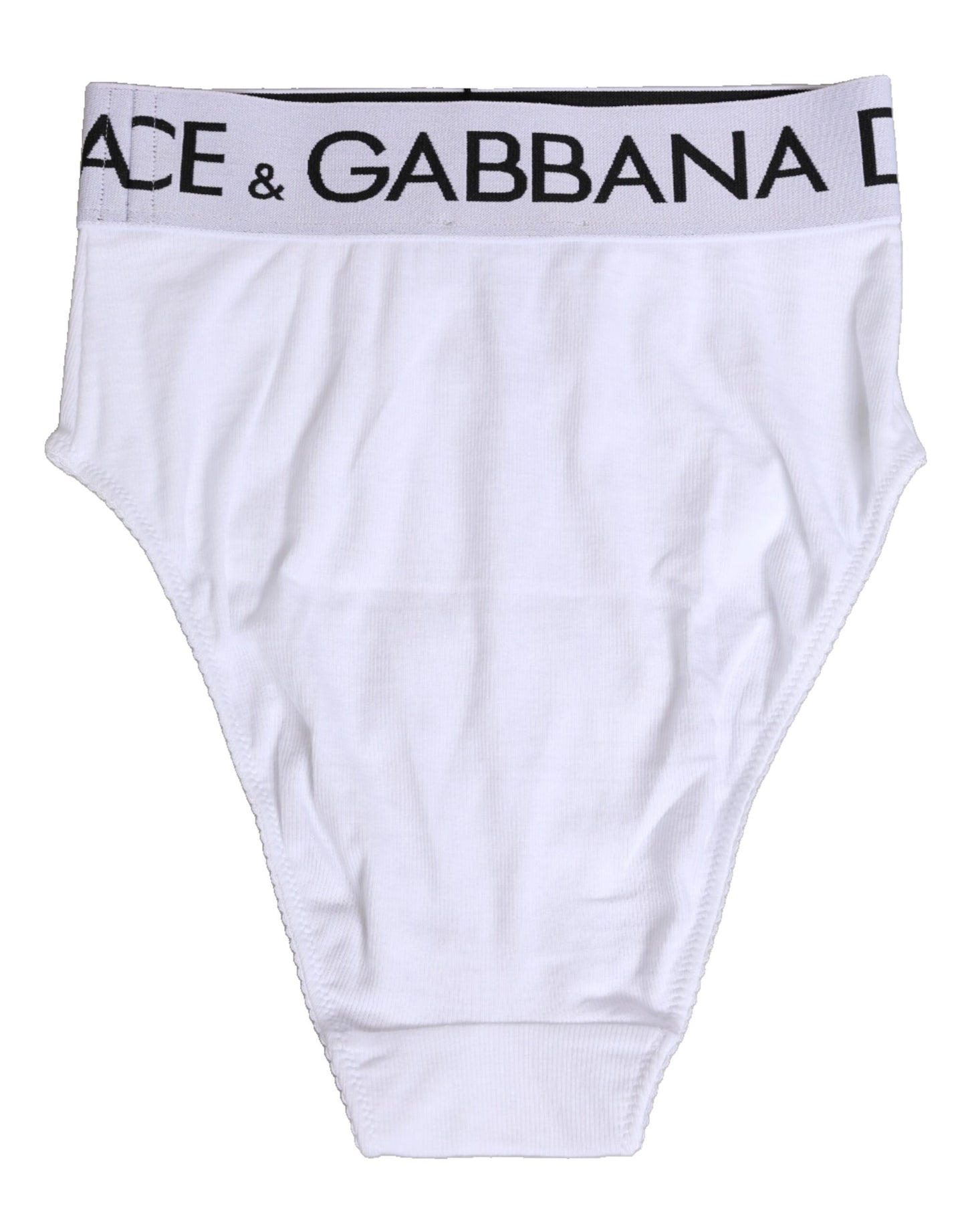 Dolce & Gabbana White Cotton Stretch High Waist Panty Underwear
