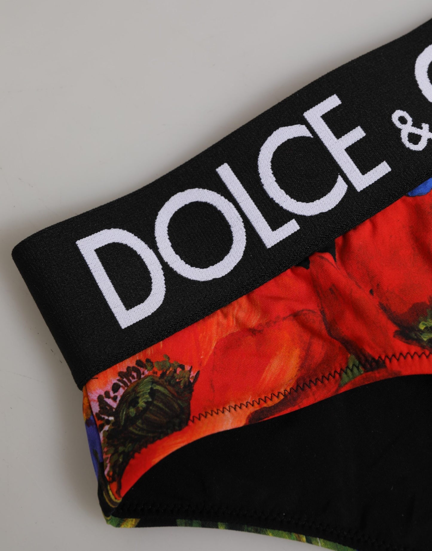 Dolce & Gabbana Black Floral Print High Waist Panty Underwear
