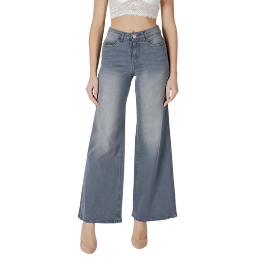 ICHI Gray Cotton Bootcut Jeans