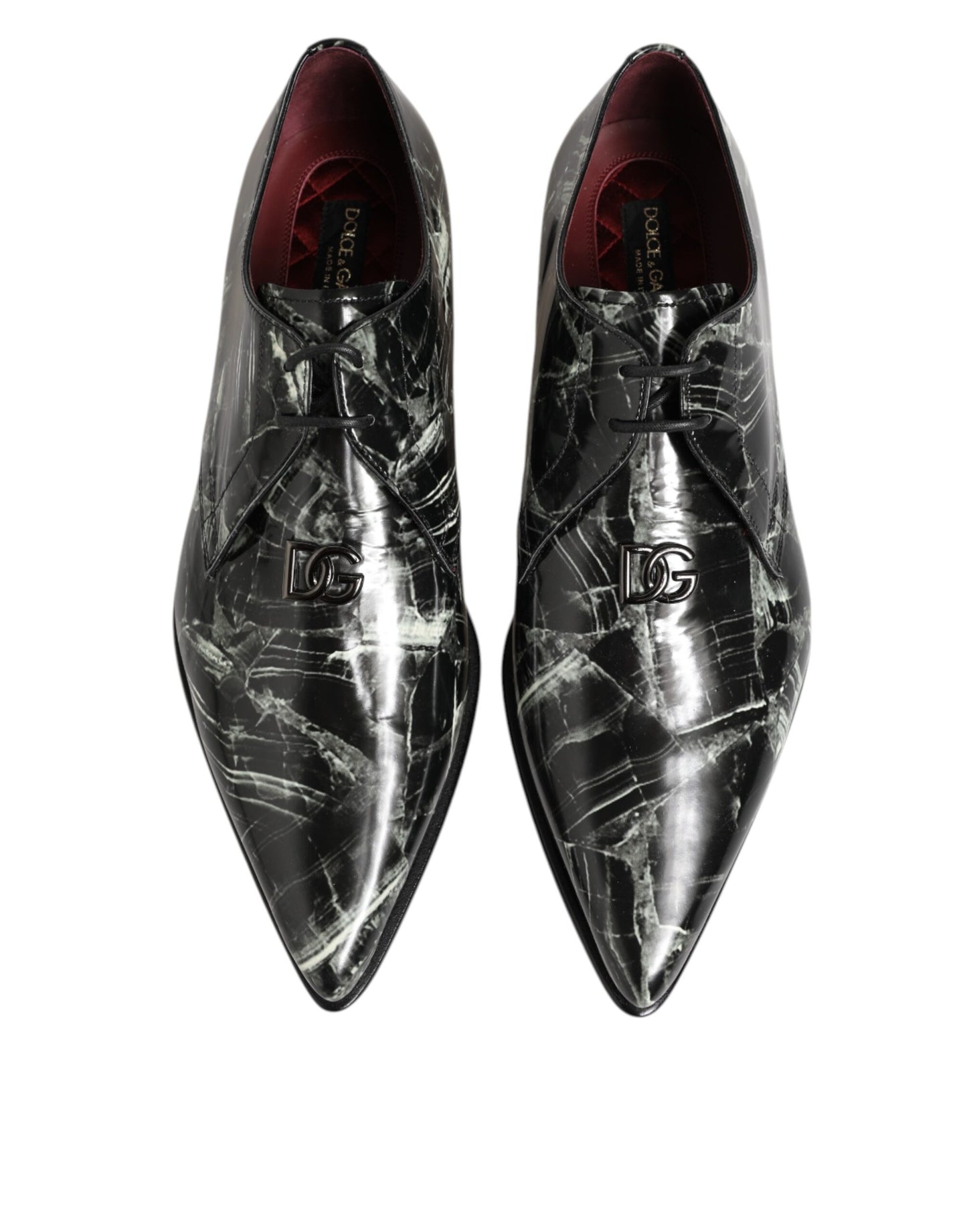 Dolce & Gabbana Marbled Pattern Dress Lace Up Derby Shoes