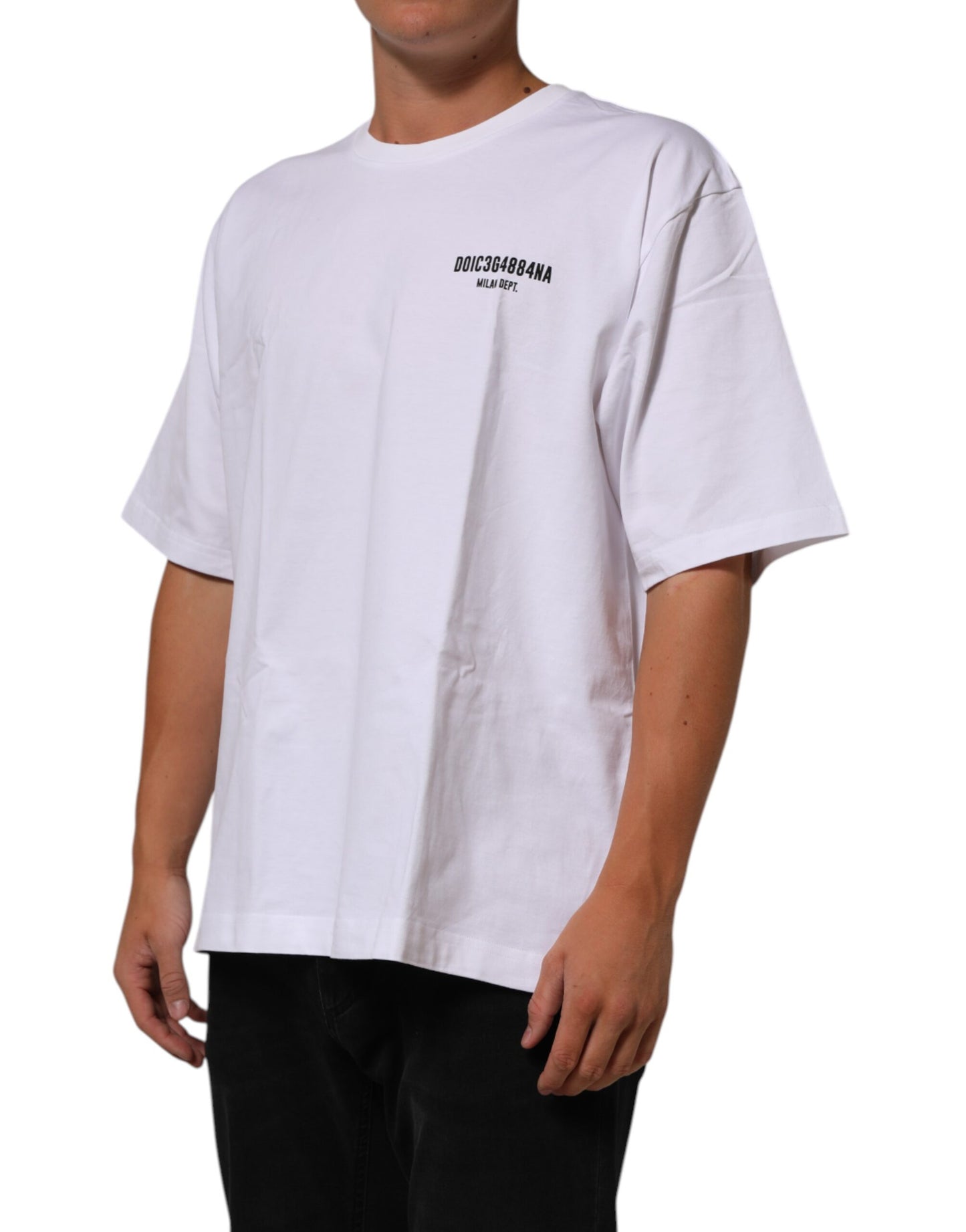 Dolce & Gabbana White Cotton Logo Print Crew Neck T-shirt