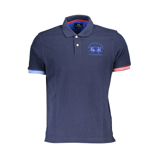 La Martina Blue Cotton Polo Shirt