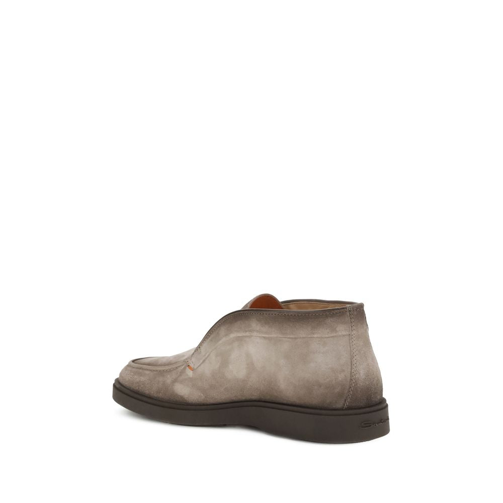 Santoni Gray Calf Leather Bos Taurus Ankle Boots