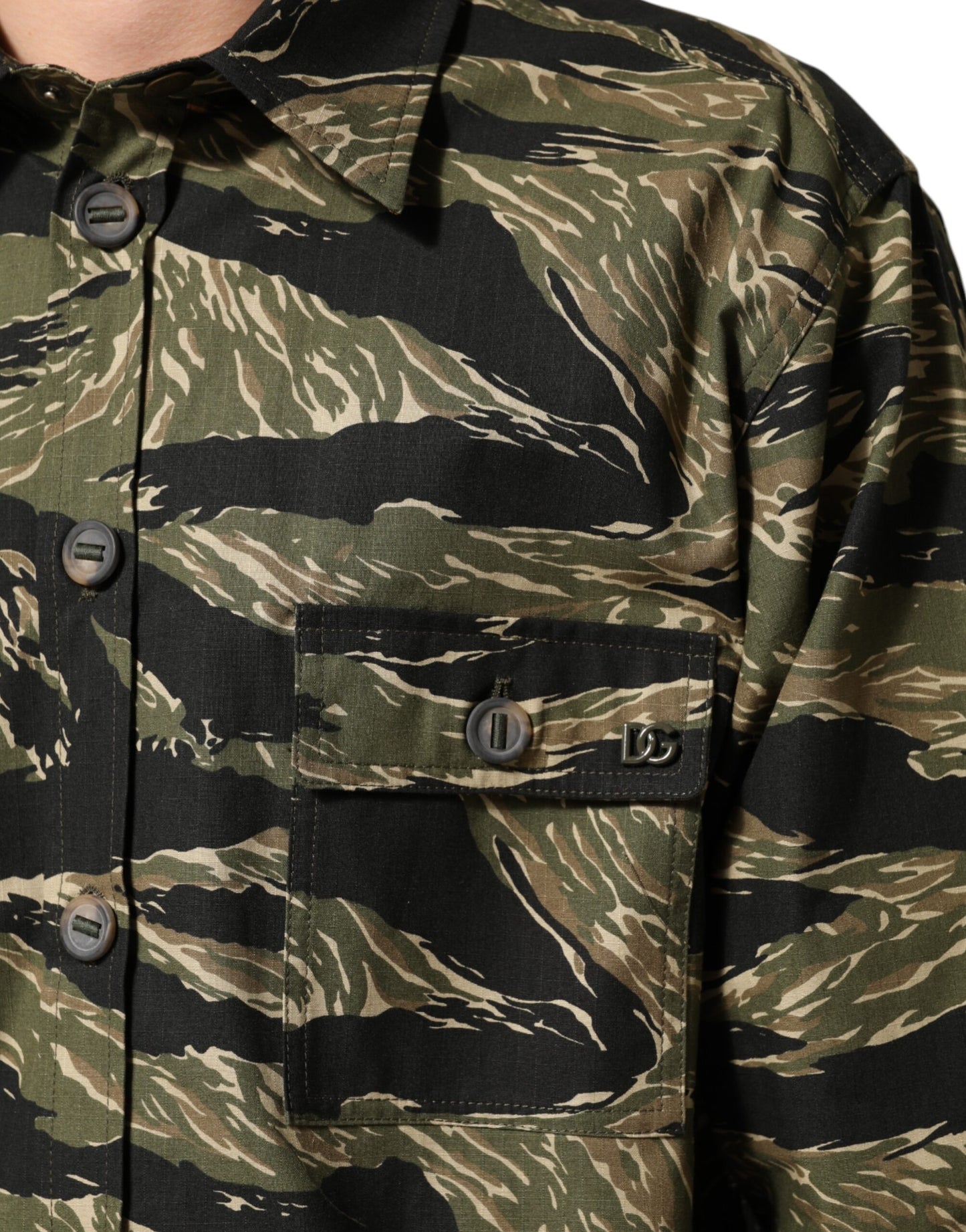 Dolce & Gabbana Multicolor Camouflage Cotton Casual Shirt