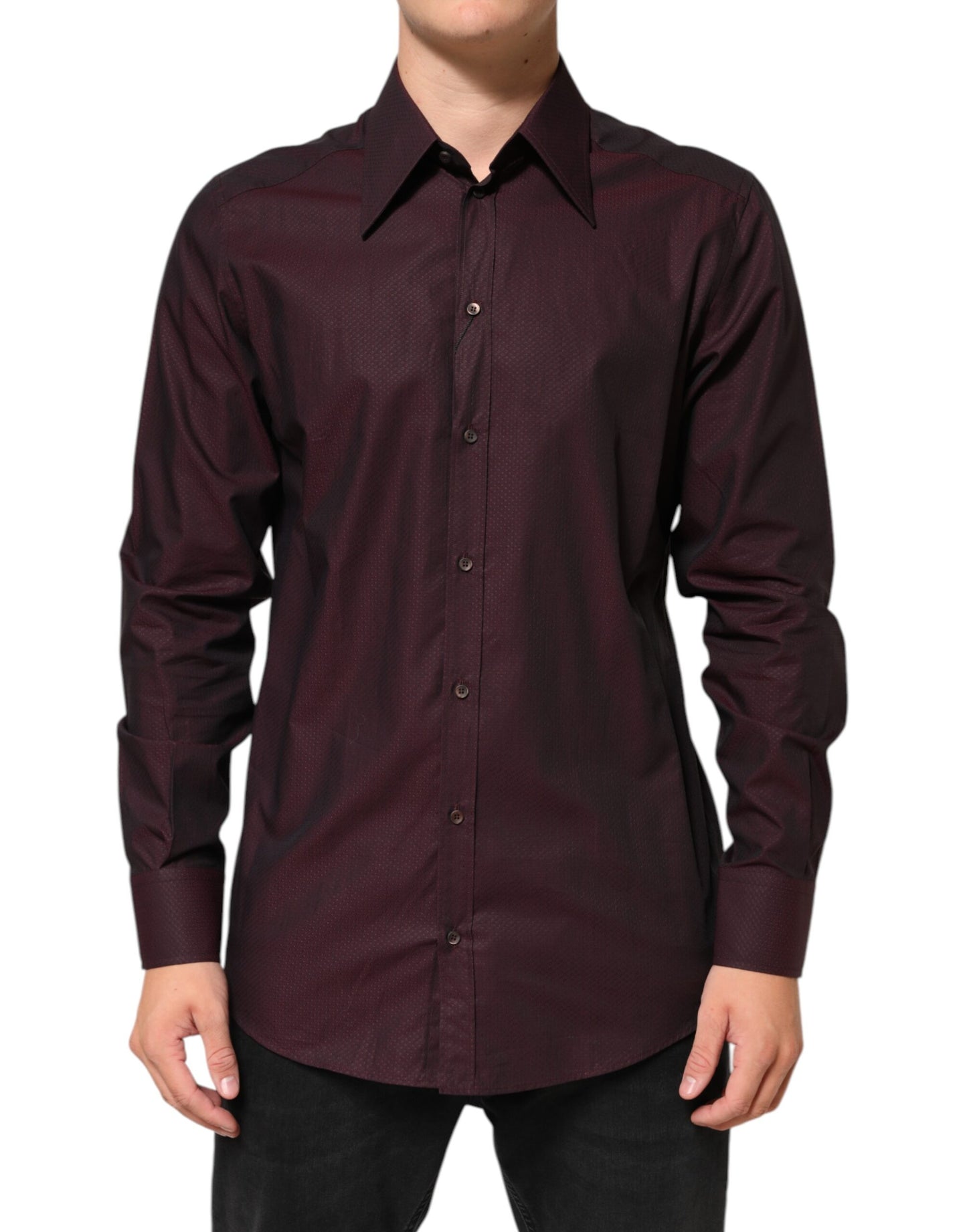 Dolce & Gabbana Violet GOLD Cotton Collared Dress Formal Shirt