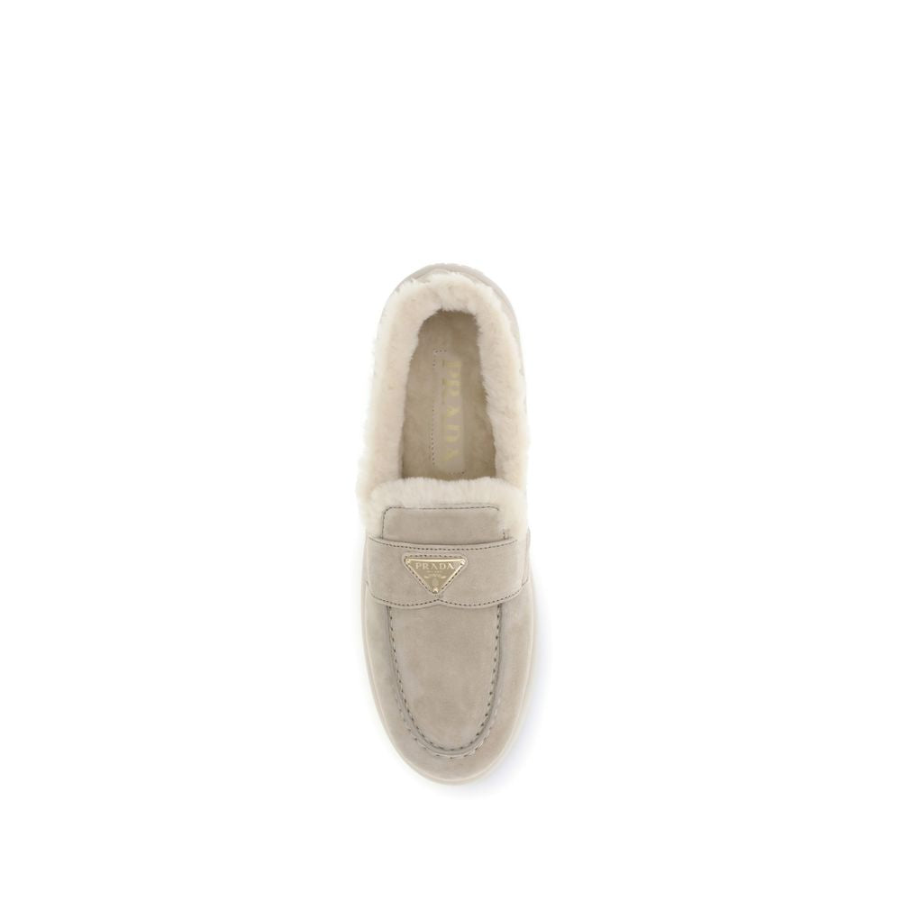 Prada Beige Leather Slip-On Loafers